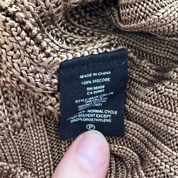 Theory Collared Brown Semi-Metallic Sweater Size Large - Picture 6 of 6